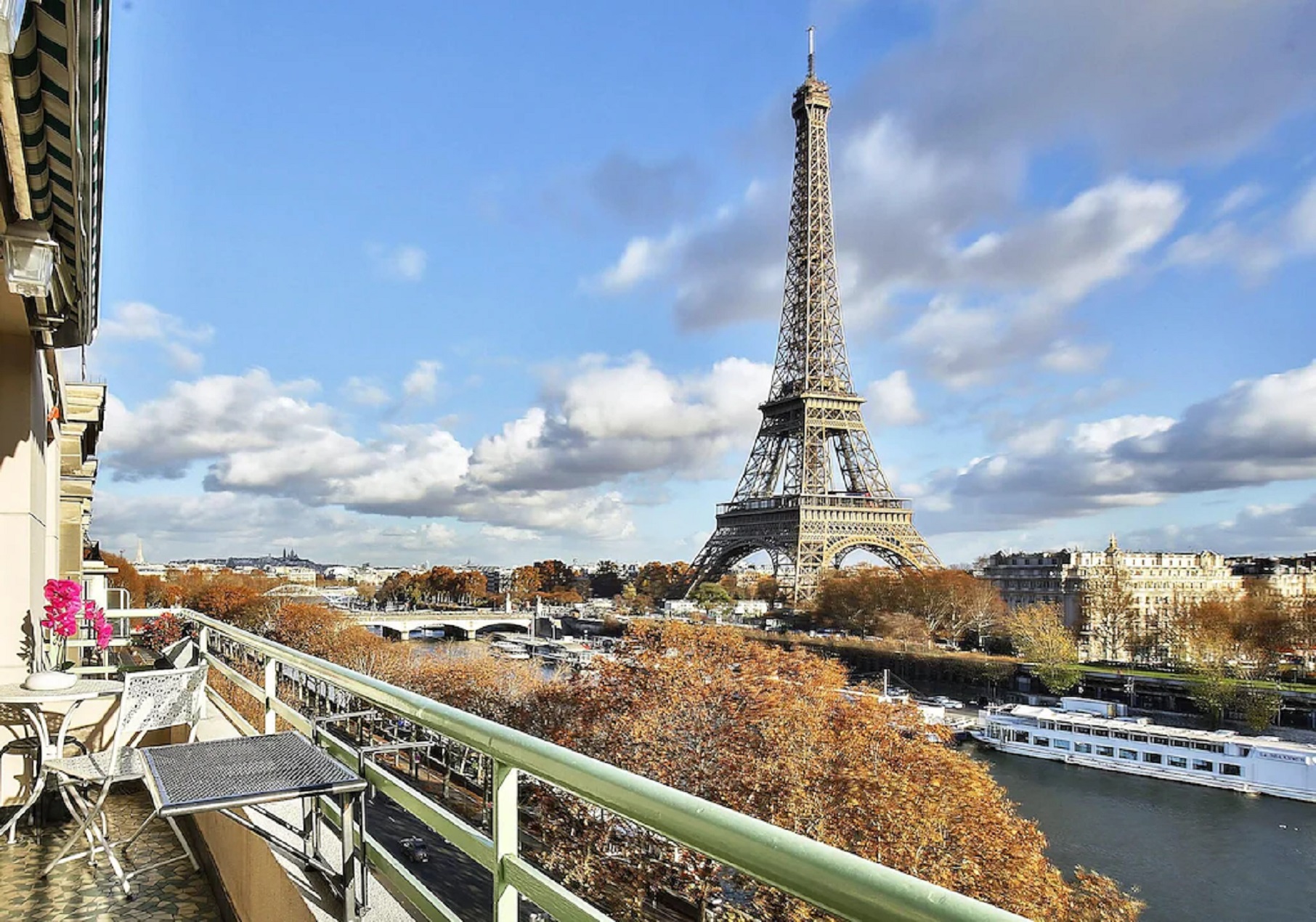 Eiffel Tower and Seine River View from Vacation Rental Balcony