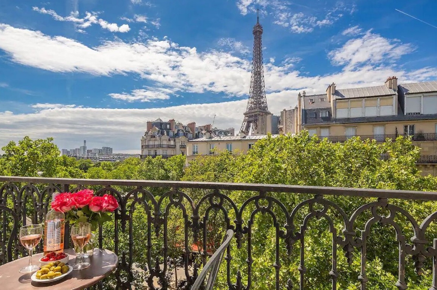 Romantic AirBnB Apartment with Balcony and Eiffel Tower View
