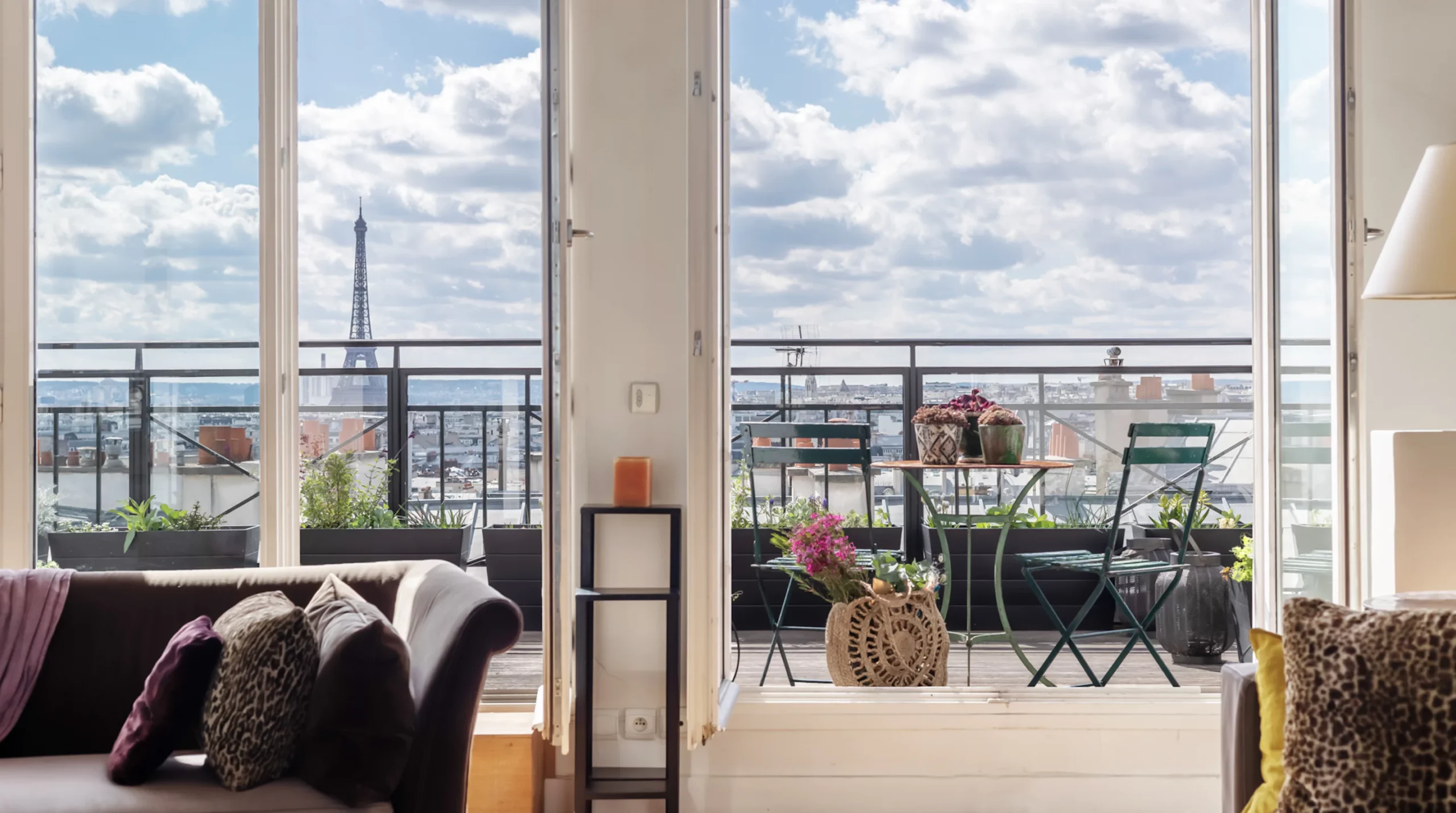 Large Apartment with Eiffel Tower View from Balcony