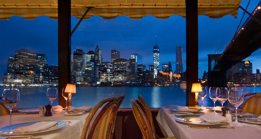 Dining at River Cafe NYC One of the top restaurants in the world with best views offering dramtic Skyline Views