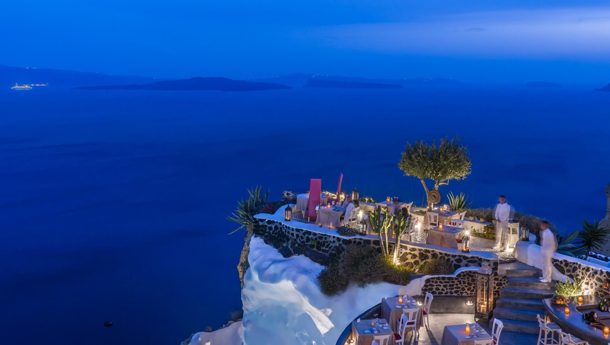 Blue Hour Dining at the Lycabettus Restaurant Santorini One of the top restaurants with best view in the world