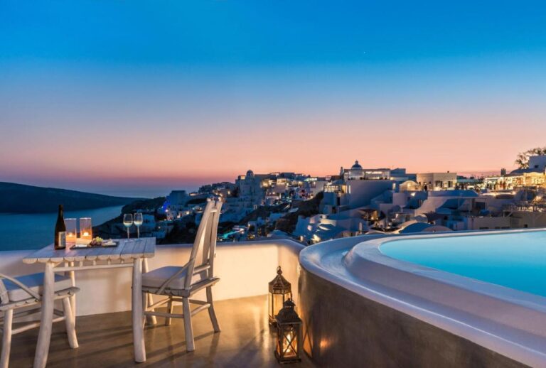 Private Dining in a Villa terrace overlooking the Sea at Andronis Suites - Top Santorini Hotel wuth Best Views
